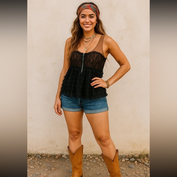 Y2K Miss me long flowey tank silk and lace blend small - Picture 1 of 5